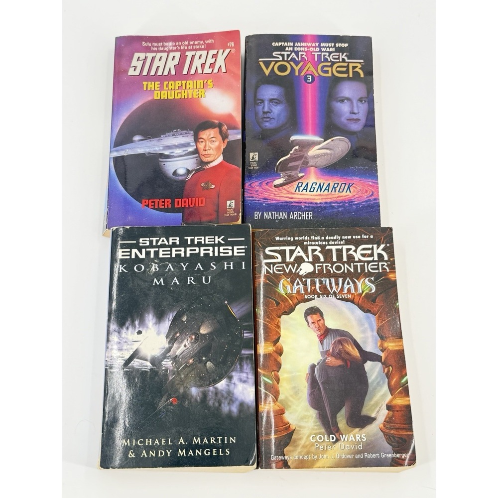 Lot of 4 Star Trek Paperback Books; Original, Voyager, Enterprise, & New Frontie